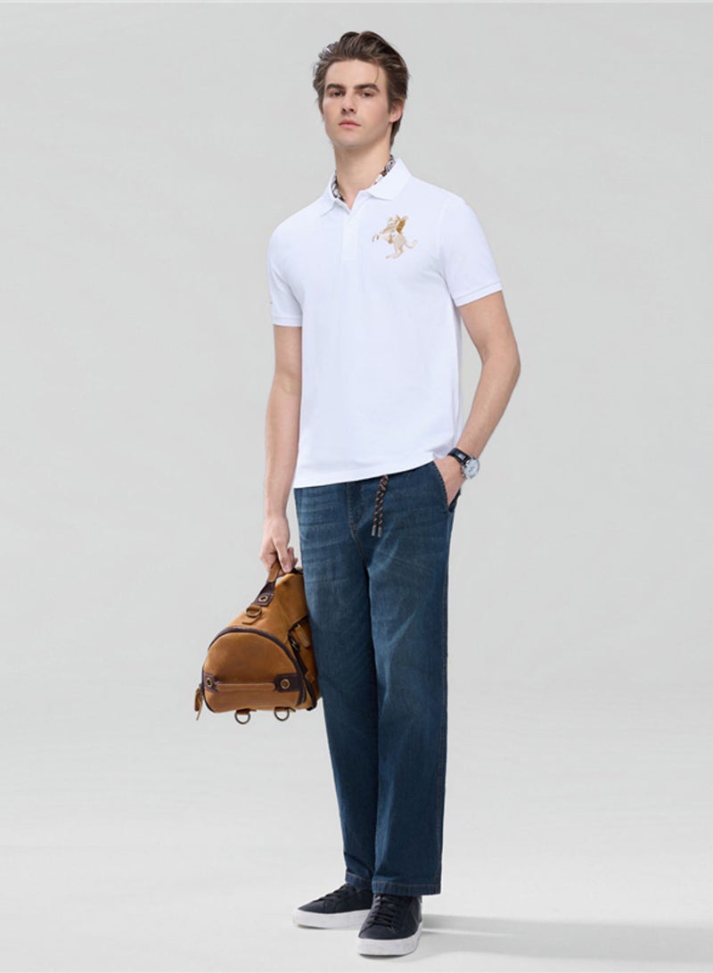 GIORDANO Men’s Slim Fit Napoleon Embroidery Lycra Pique Polo - Image 2